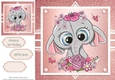 Gorgeous elephant with flowers In Rose Gold Frame 8x8