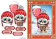 Gorgeous Penguin With Balloon In Red Snowflake Frame