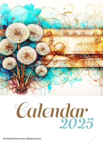 Calendar 2025  starts with Monday Dandelions