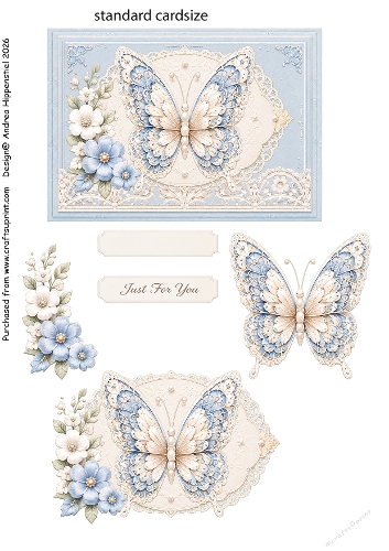 Just For You – Elegant BlueButterfly Greeting Card