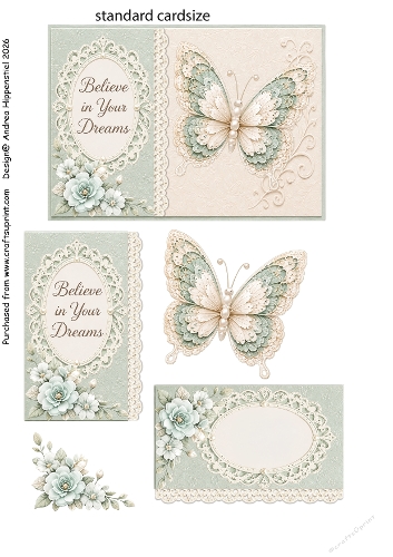Believe in your dreams – Elegant Green Butterfly Greeting Card