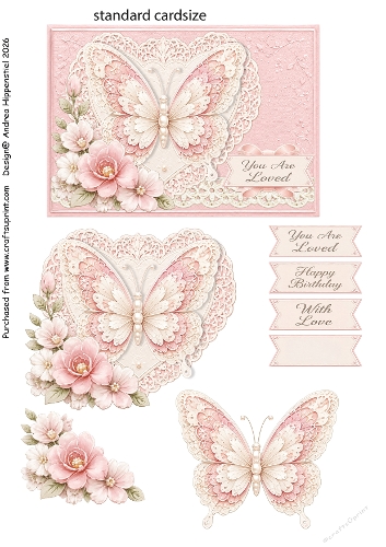 You Are Loved – Elegant Pink Butterfly Greeting Card