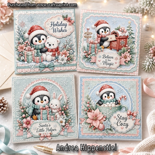 4 Penguin and Friends Christmas Cards