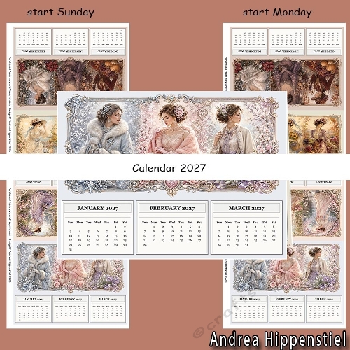 Calendar 2027 Woman in beautiful Clothes