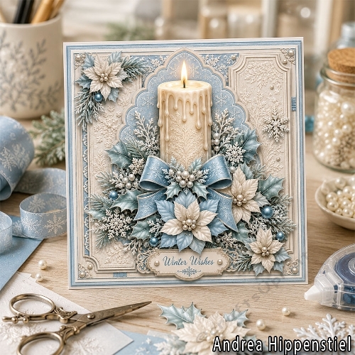 Candle Pinsettia Blue