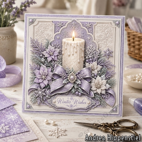 Candle Poinsettia Soft Purple