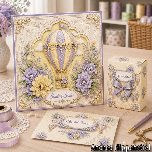 Sending Smiles Hot-air balloon purple yellow