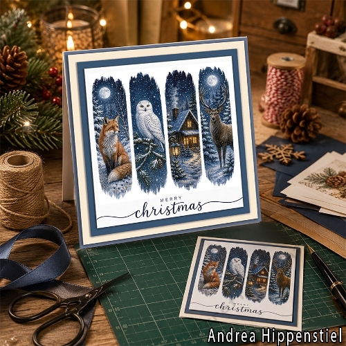 **Brushstroke** Christmas Card Winter Blue