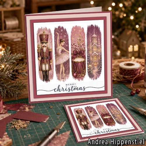 **Brushstroke** Christmas Card Dance Pink