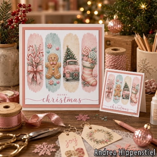 **Brushstroke** Christmas Card Sweet Pink