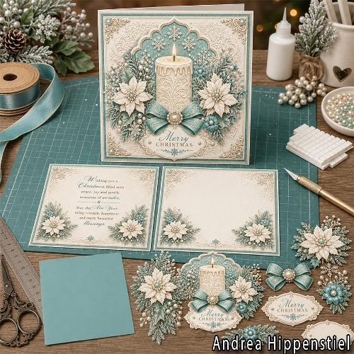 Candle Poinsettia Turquoise