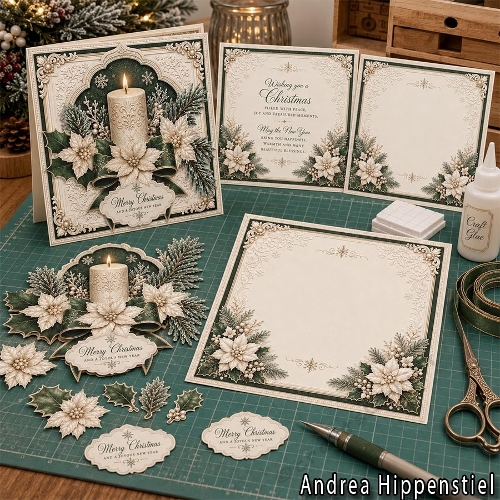 Candle Poinsettia DarkGreen