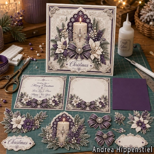 Candle Poinsettia Dark Purple