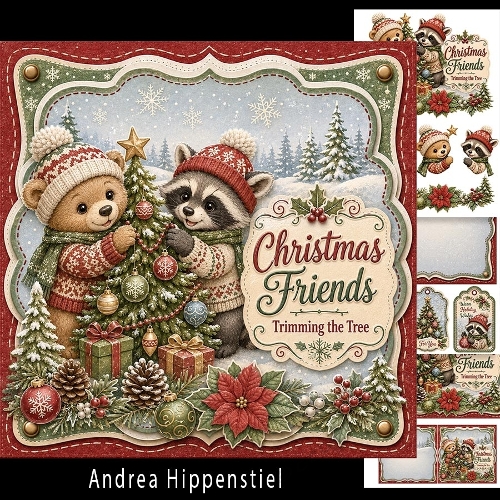 Christmas Friends Trimming The Tree