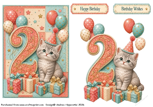 Number Card Birthday Girl 2