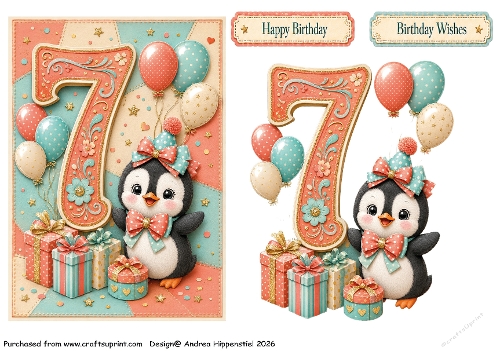 Number Card Birthday Girl 7
