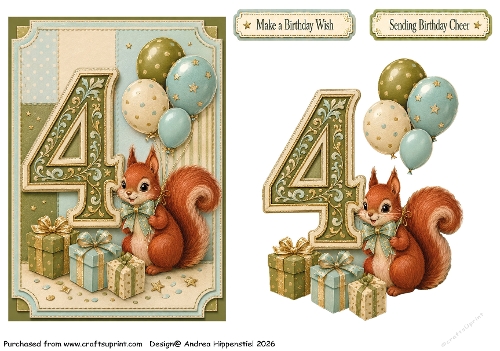 Number Card Birthday boy 4