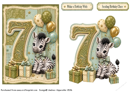 Number Card Birthday boy 7