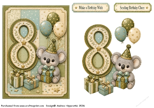 Number Card Birthday boy 8