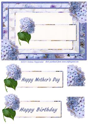 Lovely Blue Hydrangea Flower Cardtopper