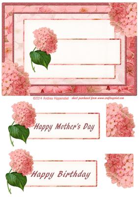 Lovely Red Hydrangea Flower Cardtopper