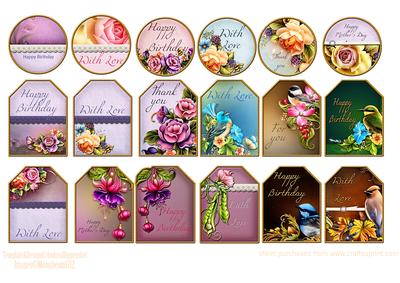 Gift Tags Flowers & Birds