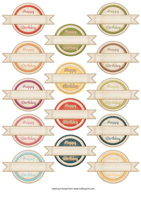 Wordart Mini Banner Round Happy Birthday