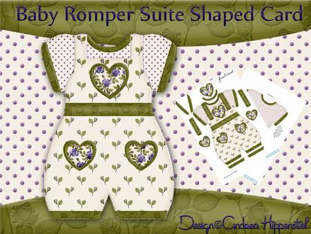 Baby Romper Shaped Card Green Roses
