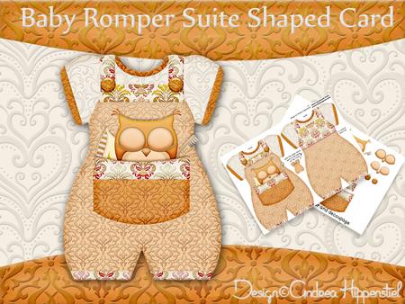 Baby Romper Shaped Card Orange Owl