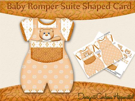 Baby Romper Shaped Card Orange Bear