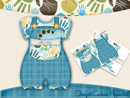 Baby Romper Shaped Card Dino