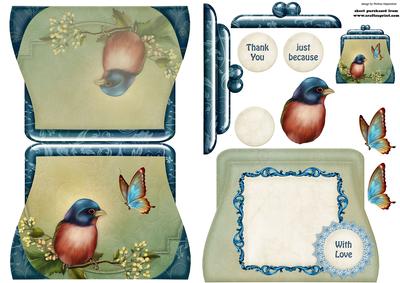 Small Handbag Shape Card Bird