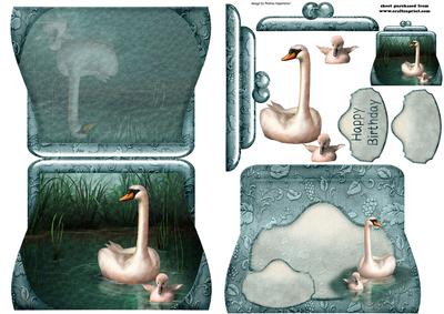 Small Handbag Shape Card Swan