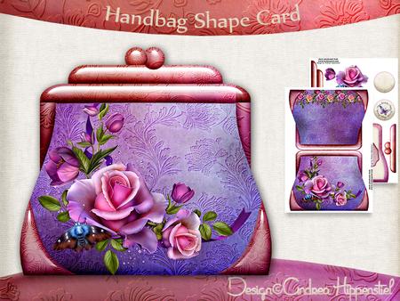 Handbag Shape Card Pink Rose
