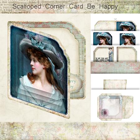Scalloped Corner Card Vintage Be Happy