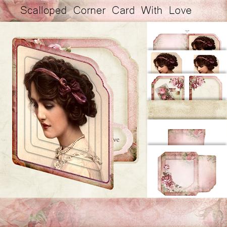 Scalloped Corner Card Vintage with Love