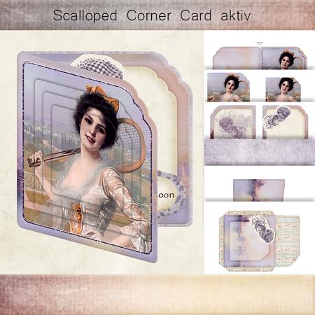 Scalloped Corner Card Vintage Aktiv