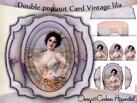 Double Pop Out Card Vintage Lila