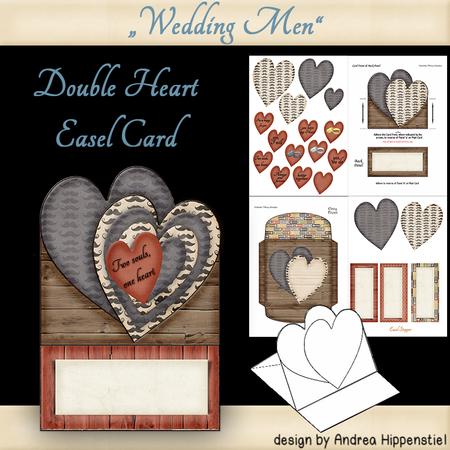 Double Heart Shape Easel Card Wedding Men