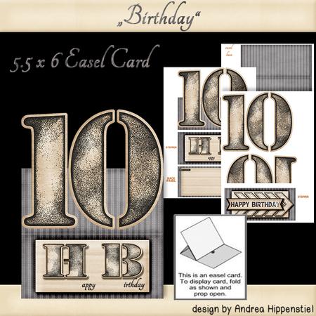 Bithday Easel Card 10 Blue