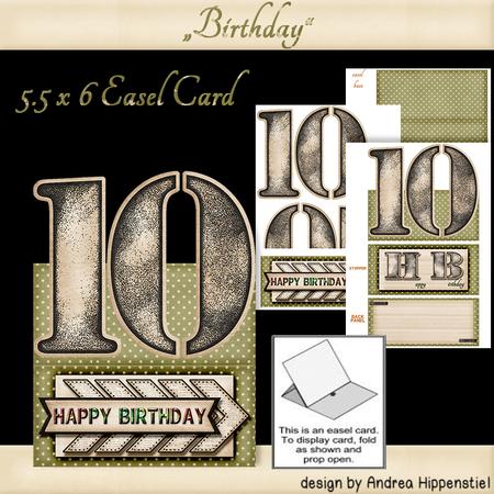 Birthday Easel 10 Green