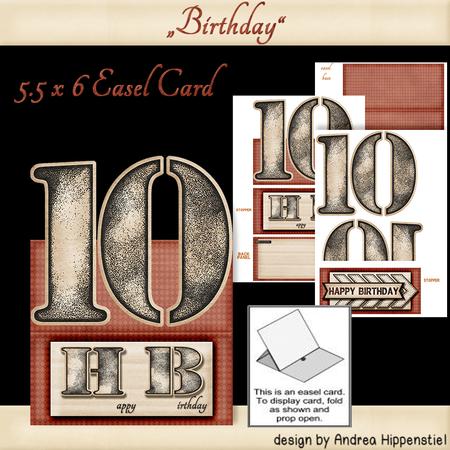 Birthday Easel 10 Red