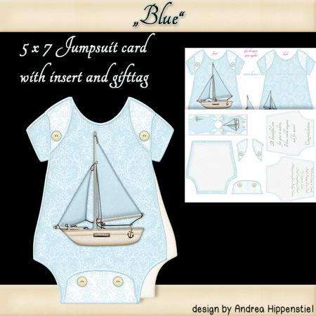 Baby Jumpsuit Shape Card Blue