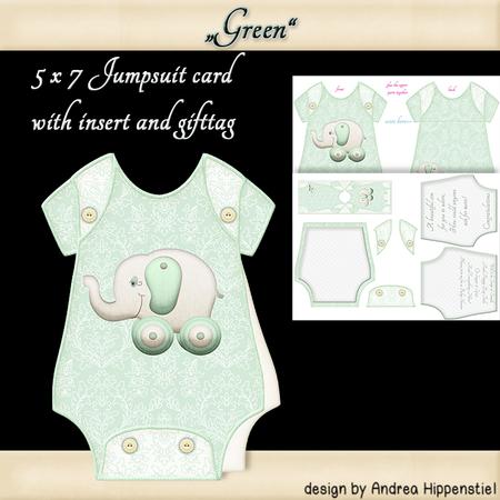 Baby Jumpsuit Shape Card Green