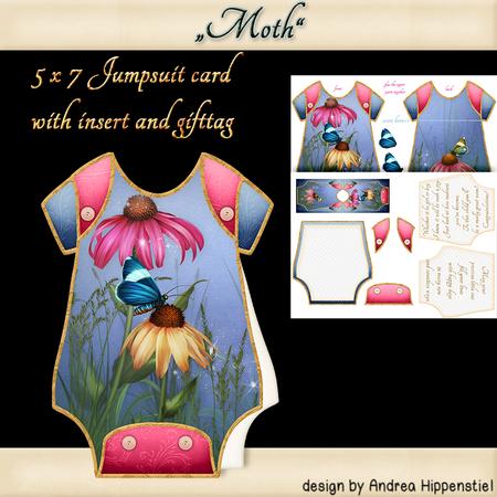 Baby Jumpsuit Shape Card Moth