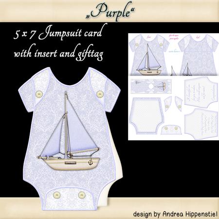 Baby Jumpsuit Shape Card Purple