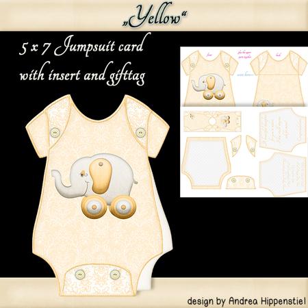 Baby Jumpsuit Shape Card Yellow