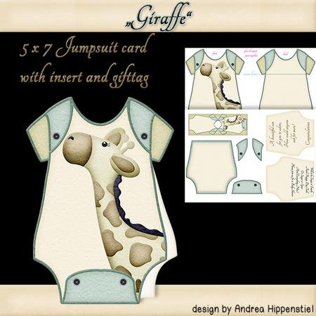 Baby Jumpsuit Shape Card Giraffe
