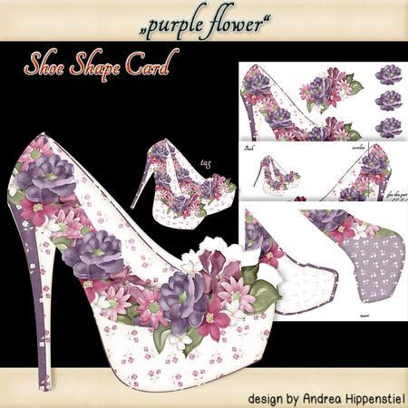 Shoe Shape Card Purple Flower