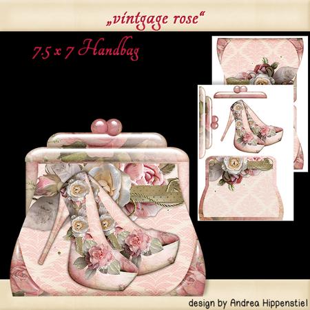 Handbag Shape Card Vintage Rose